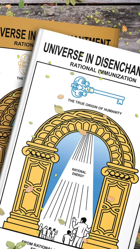 Front cover of Universe in Disenchantment – Volume 5, a key work in metaphysical Rational philosophy.